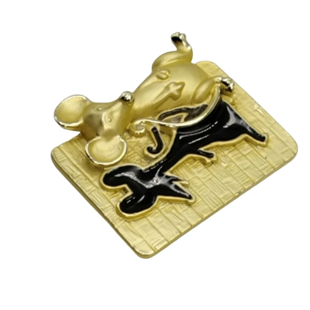 Gold Tone Enamel Mouse Silhouette Brooch NWOT